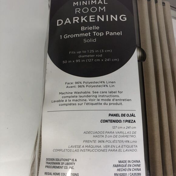 Design Solutions Room Darkening 95” Brielle Curtain Panel Natural Tan 1 Panel - Picture 10 of 12